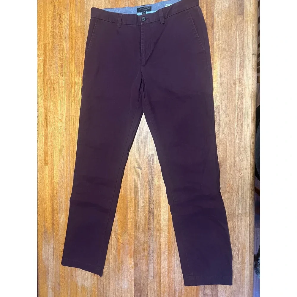 Banana Republic Mens 33x34 Burgundy Plum‎ Aiden Slim Fit Chino Flat Front Pants